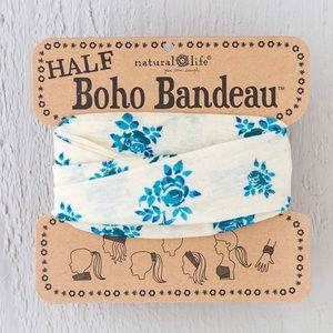Natural Life Half Boho Headband Bandeau Cream/Blue